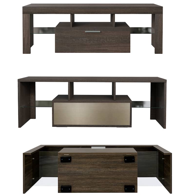 Modern LED TV Stand for 55inch TV, Entertainment Center with Cabinet - 51"L x 14"W x 18"H