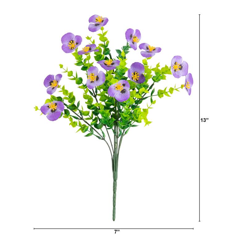 13-in UV Resistant Artificial Pansy Bush (Indoor/Outdoor) - Set of 12