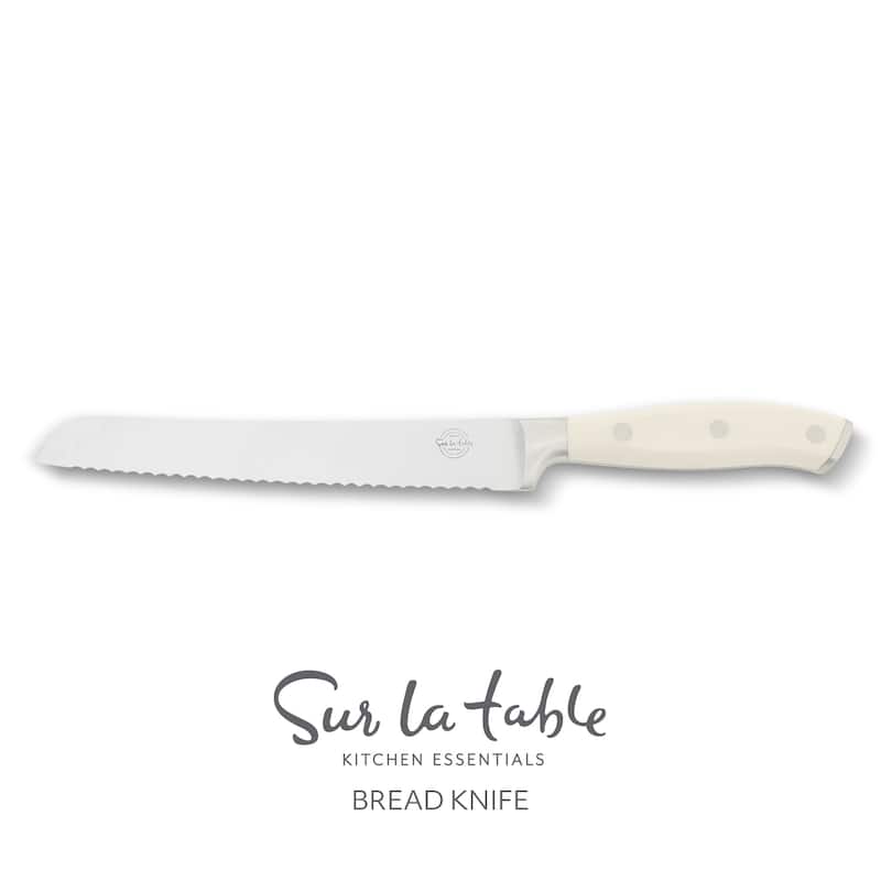 Sur La Table Kitchen Essential Tasting Kitchen German Steel Forged Full Tang Prfessional Knife with White Handle - Bread Knife