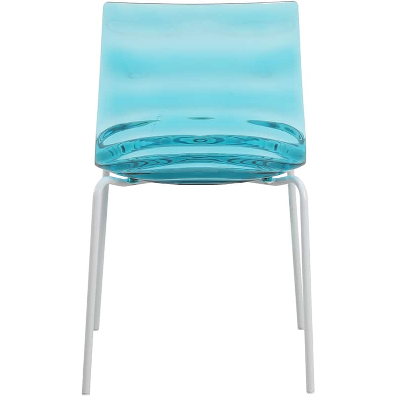 Ergonomic Dinning Chair Ripple Design in White Base Seat Set of 4