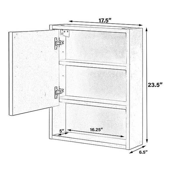 Basicwise 26 in. x 25 in. Surface Mount Medicine Cabinet Storage