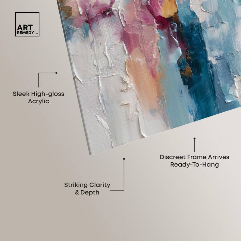 Petal Pink and Ocean Blue II Acrylic by Art Remedy, Ready to Hang