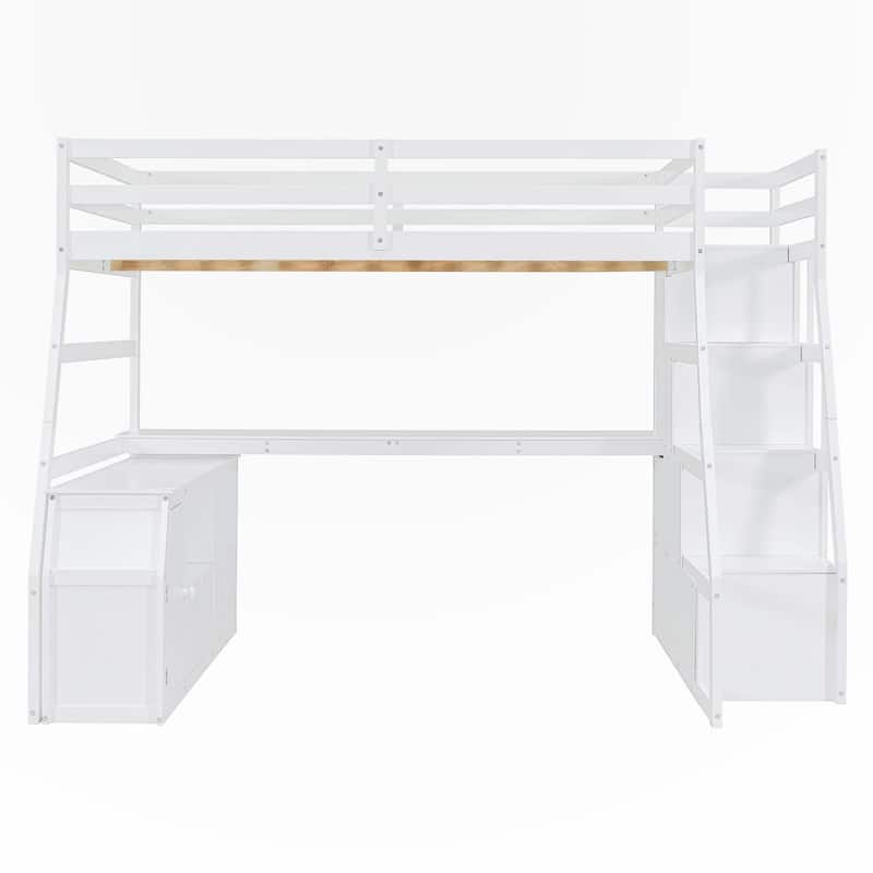 Full Size Loft Bed with Drawers and Desk
