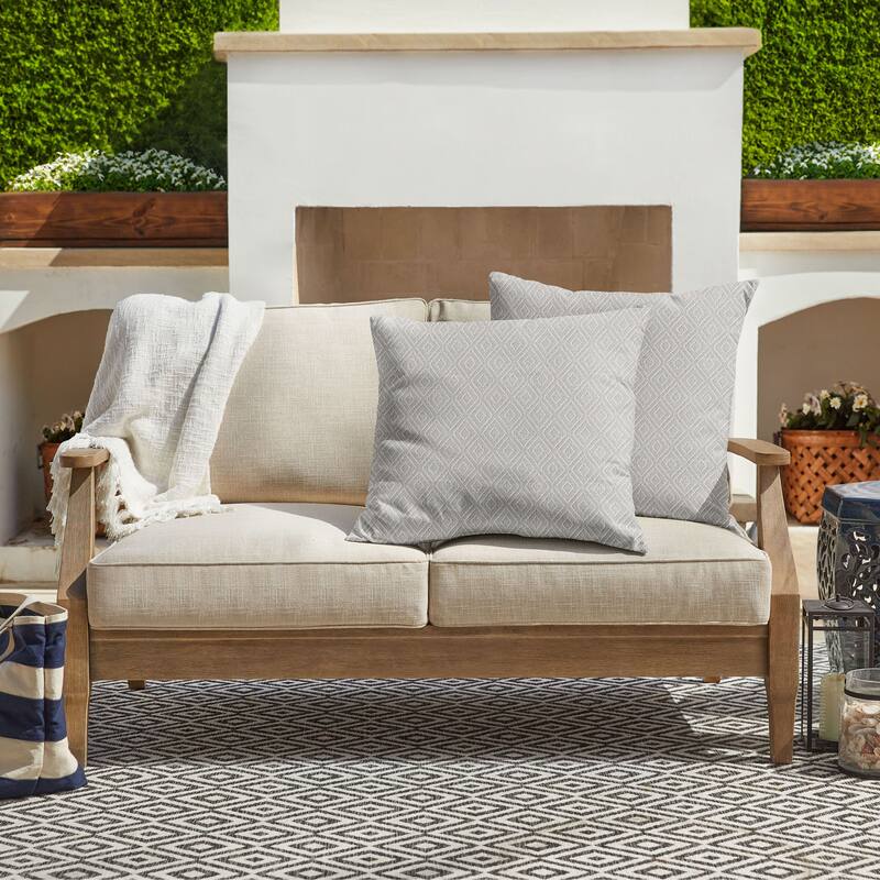Sorra Home Sunbrella Outdoor Knife Edge Pillow Set of 2 - 24 in H x 24 in W x 6 in D - Retain Oyster