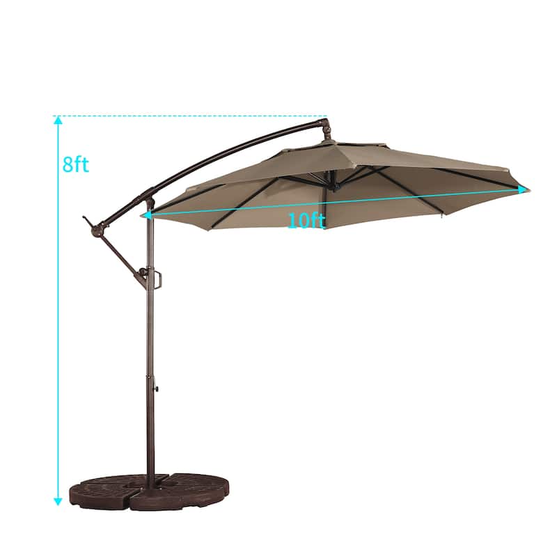 Clihome 10Ft Outdoor Crank Offset Cantilever Patio Umbrella, Without Base