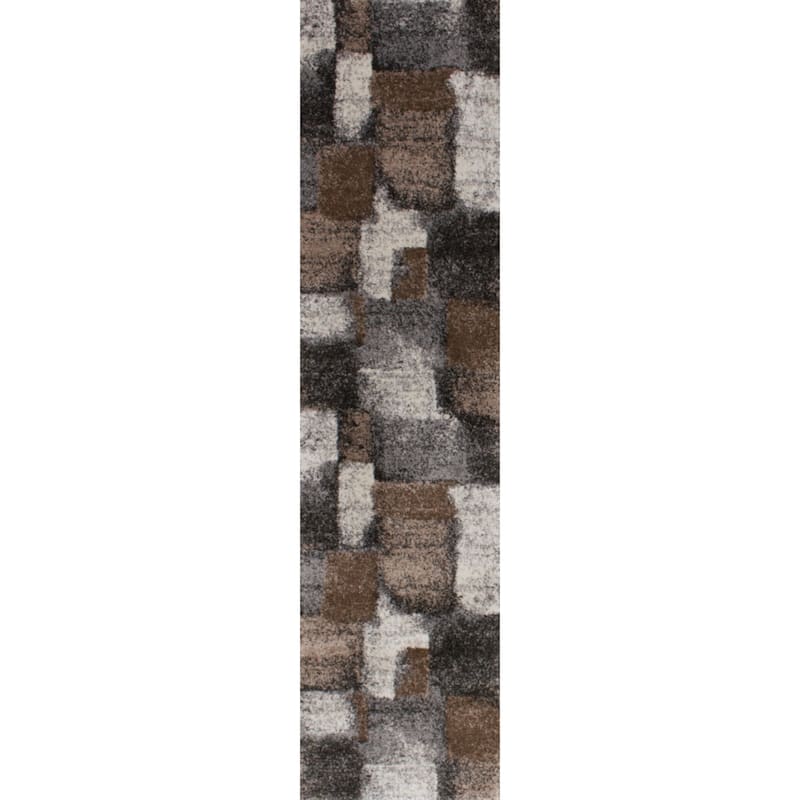 Brookfield Collection - Plush Brown/Grey Simple Patches Area Rug