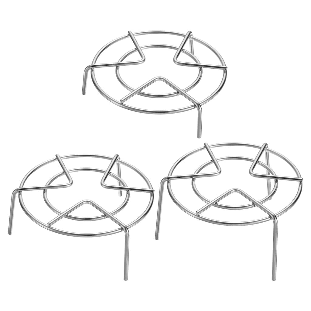 3pcs Steam Rack 5.1" Dia Metal Trivets for Cooker Silver (1.2"/2"/2.8" Tall)