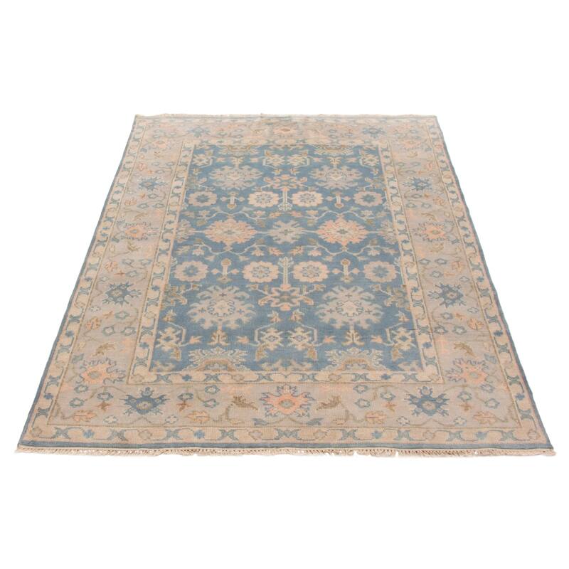 ECARPETGALLERY Hand-knotted Royal Oushak Blue Wool Rug - 6'2 x 8'8