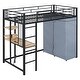 preview thumbnail 44 of 77, Twin/Full Size Loft Bed with Bulit-in Desk and LED Light, Metal Loft Bedframe with Wardrobe, Storage Shelves and Power Outlet