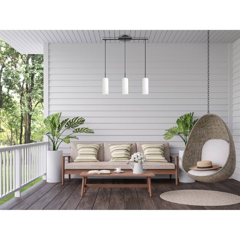 Troy 3 3-Light Linear Pendant - Structured Black