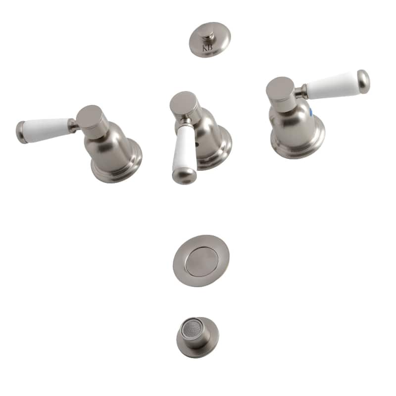 Kingston Brass Paris 1.5 GPM Widespread Bidet Faucet with 3 Lever - Brushed Nickel