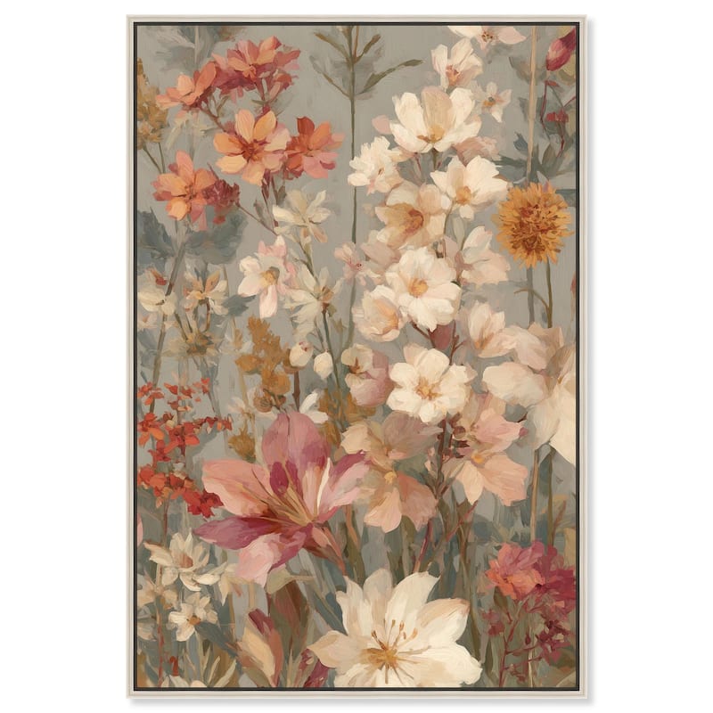 Soft Cream Wilds Canvas by Art Remedy - 36" x 54" - Silver