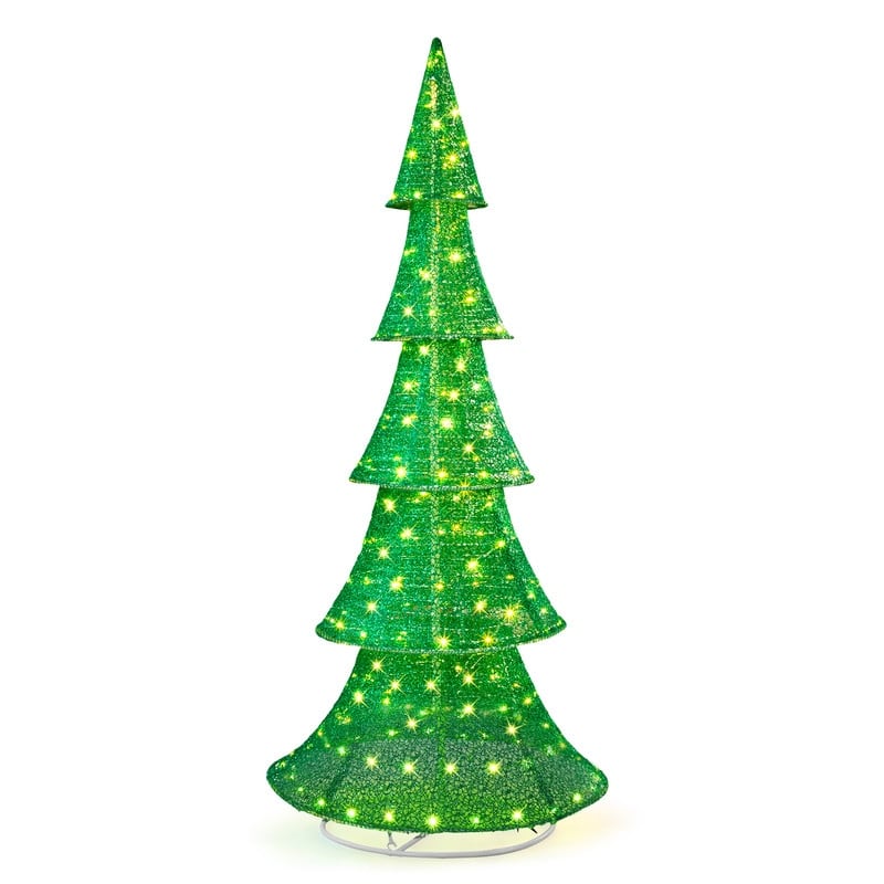 6FT Pre-lit Pull Up Christmas Tree with 200 LED Warm White Lights