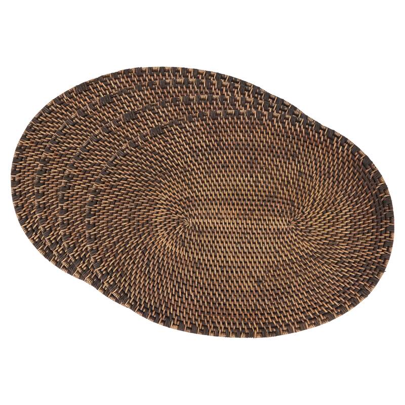 Rattan Placemats With Woven Design (Set of 4)