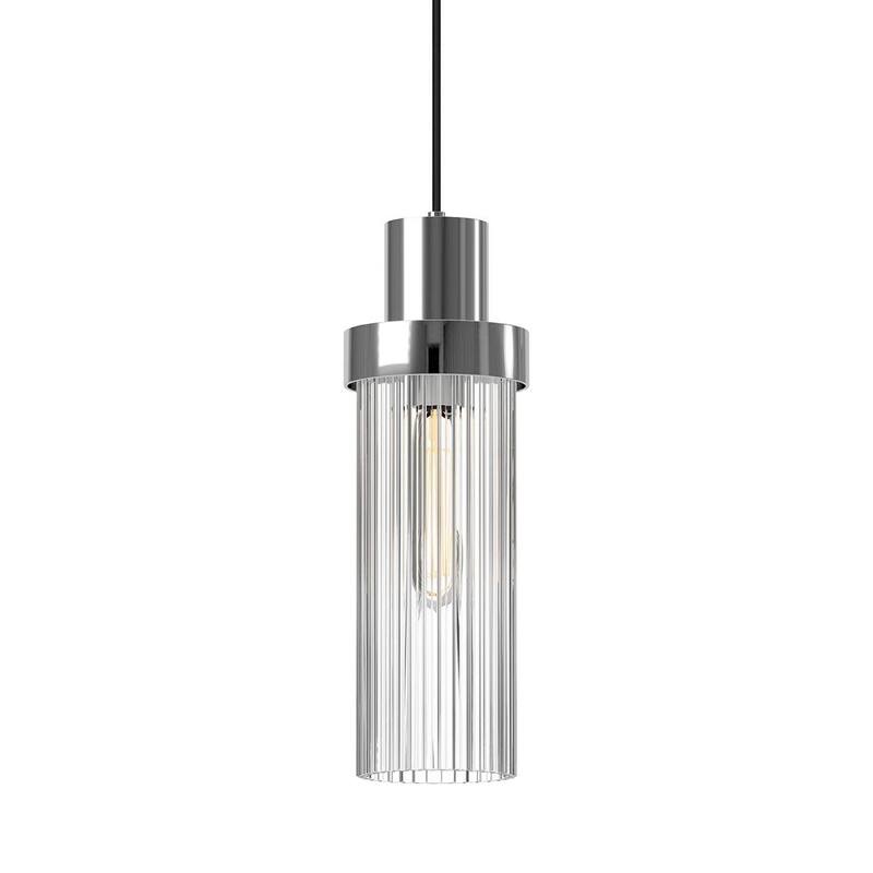 Alora Lighting PD435605CR Kent 5" Wide Mini Pendant with Clear Ribbed - Chrome