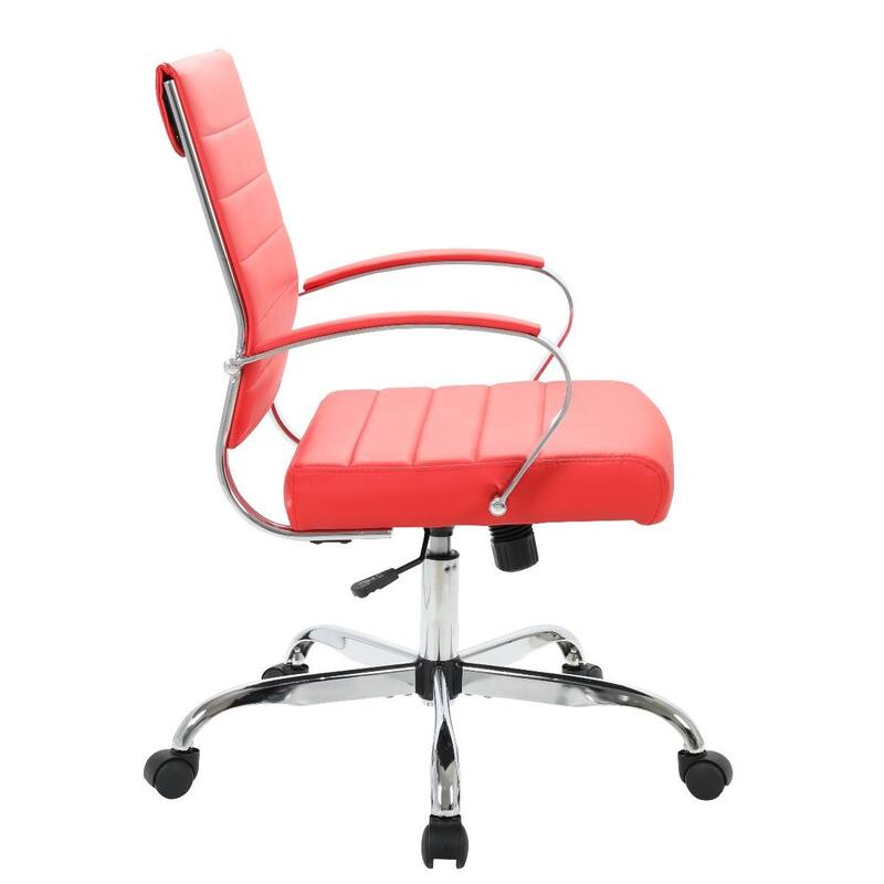 LeisureMod Benmar Mid-Back Swivel Leather Office Chair W/ Chrome Base