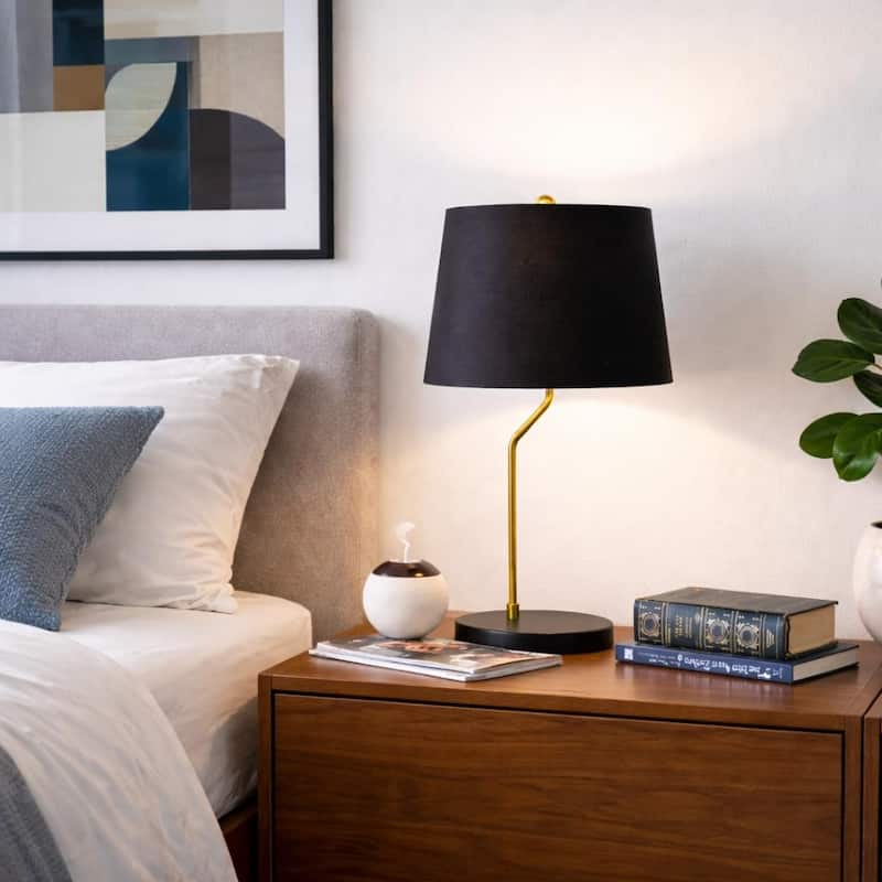 Aisin Black and Gold Modern Table Lamp with Metal Base