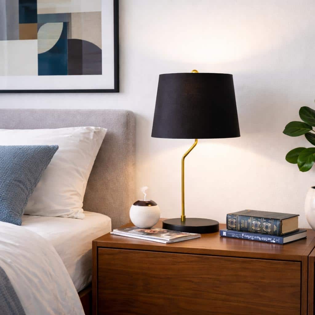 Aisin Black and Gold Modern Table Lamp with Metal Base