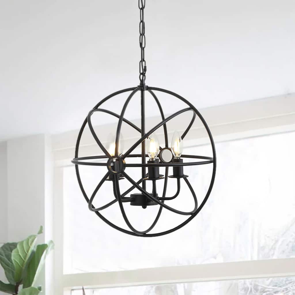 4-Lights Geometric Round Shade Pendant Lighting - 16.5"D×4.7"W×63.8"H(Adjustable)