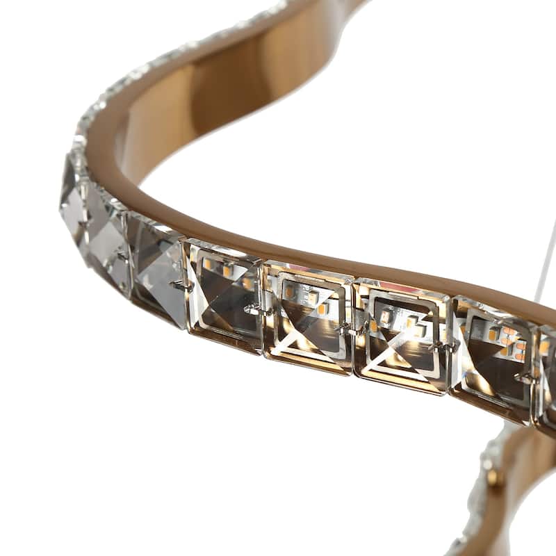 Modern 2-Light LED Crystal Chandelier 2-Tier Ceiling Lights for Dining Room - Dia. 25.6" x H 3"