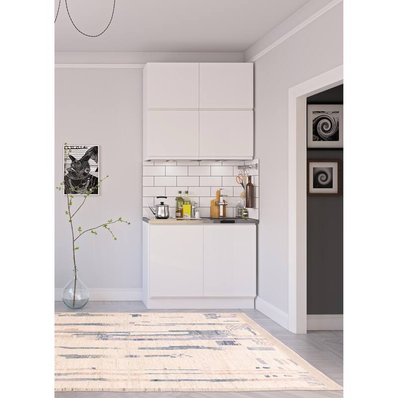 ECARPETGALLERY Hand-knotted Pak Finest Marrakesh Ivory Wool Rug - 7'7 x 10'0