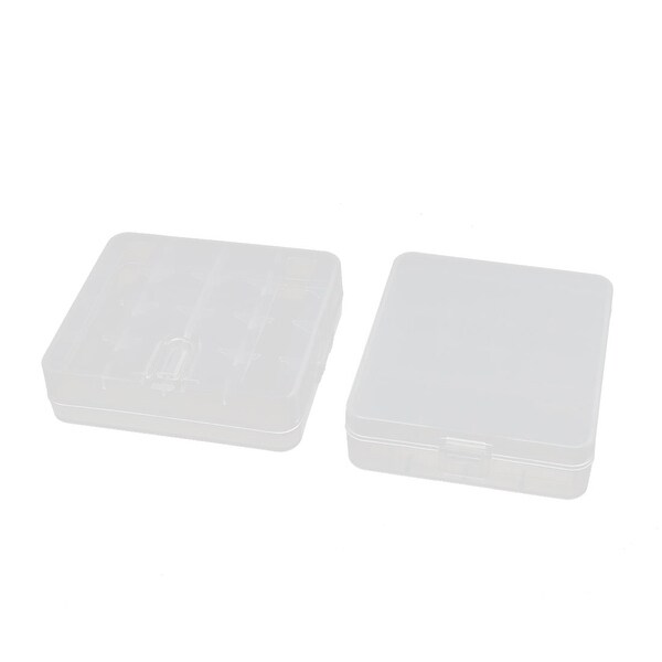 2Pcs 80mmx72mmx23mm Transparent Storage Case Hard Plastic Battery Organizer