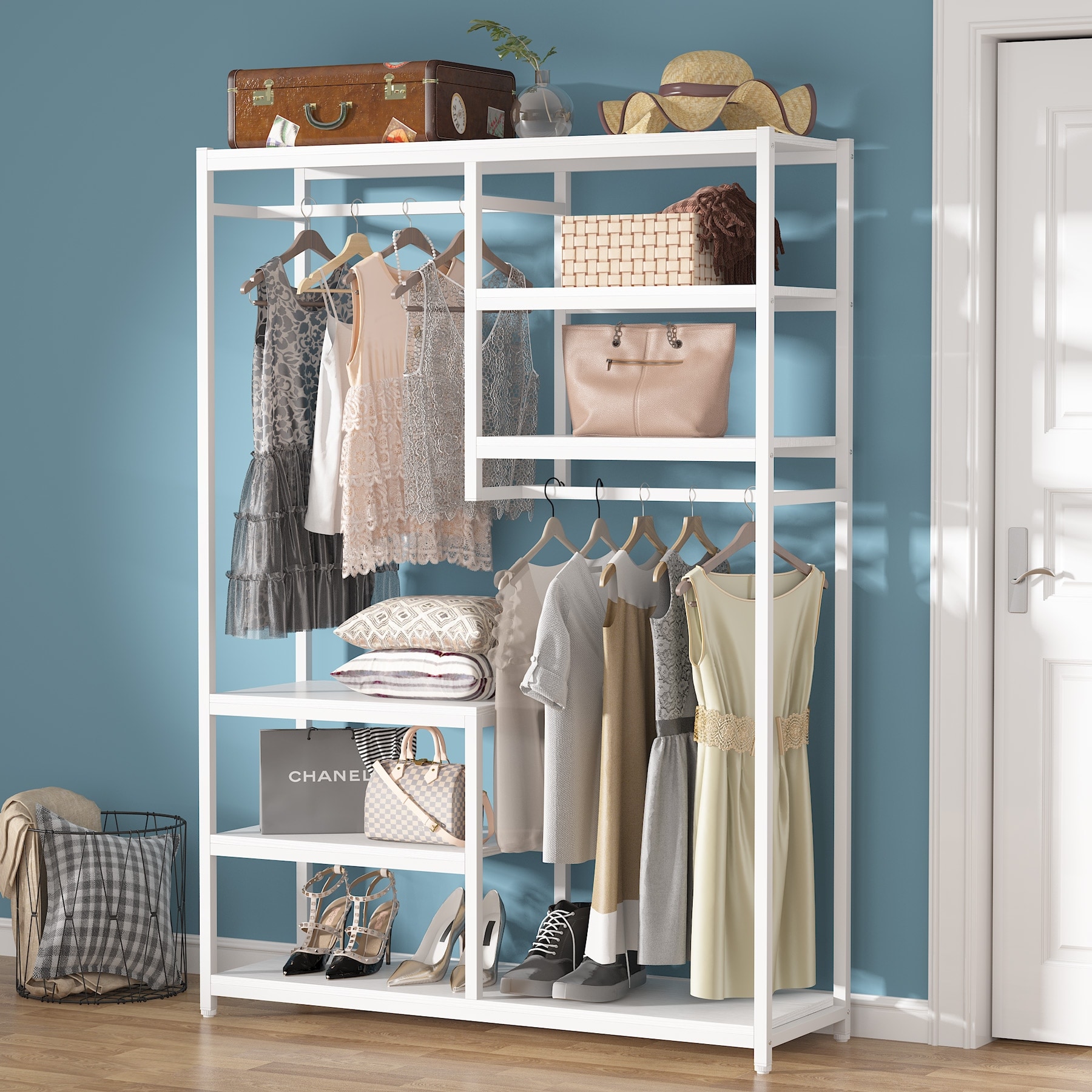 https://ak1.ostkcdn.com/images/products/is/images/direct/fc69e830c339e45a1f2c8e435120e1272a771a94/Large-closet-organizer-Double-Hanging-Rod-Clothes-Garment-Racks-with-Storage-Shelves.jpg