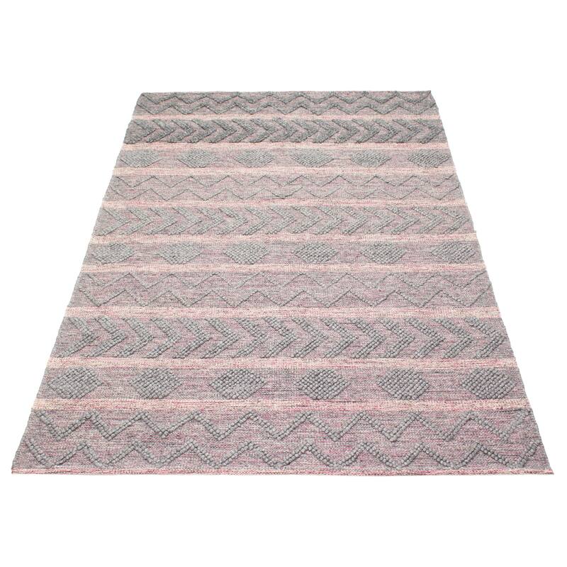 ECARPETGALLERY Braid weave Sienna Grey Wool Rug - 6'0 x 9'5