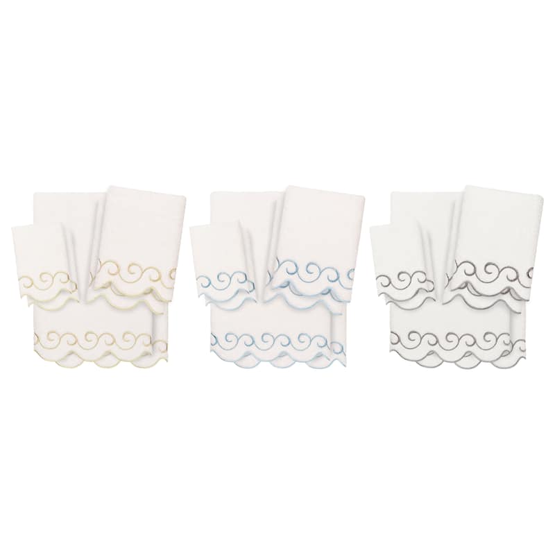 Authentic Hotel and Spa 100% Turkish Cotton SIMPLICITY Scallop Embellished Towel Collection