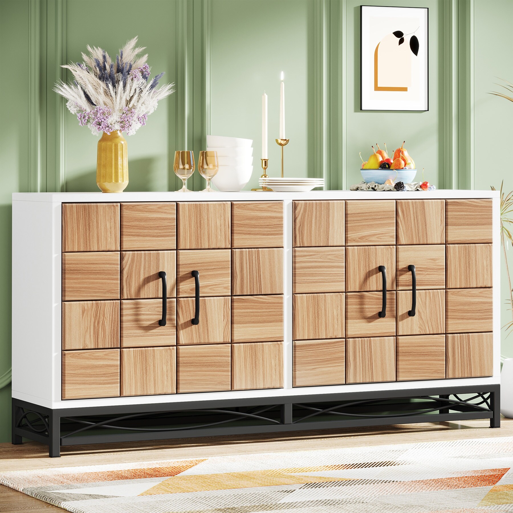 White mid top century modern buffet