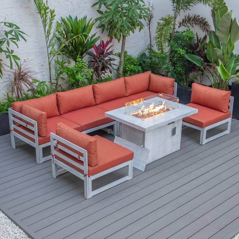 Chelsea Modern 7-Piece Aluminum Patio Conversation Set - Rust-Resistant, UV-Protected Cushions & Convertible Table Lid