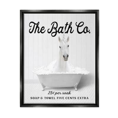 Stupell Bubble Bathtub Unicorn Framed Floater Canvas Wall Art Design by Lettered and Lined