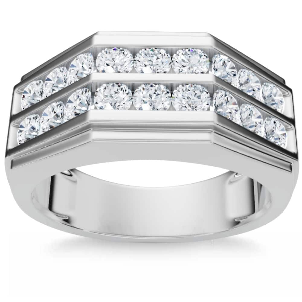 1/2Ct Men's Diamond High Polished Wedding Ring Lab Grown Anniversary Band