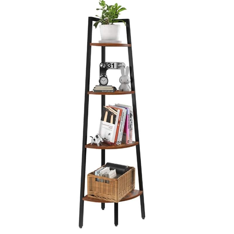 Corner Shelf - 17.4"D x 13W x 53.74"H - Berry Brown