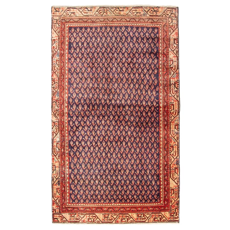 ECARPETGALLERY Hand-knotted Andelz Dark Navy Wool Rug - 3'10 x 6'6