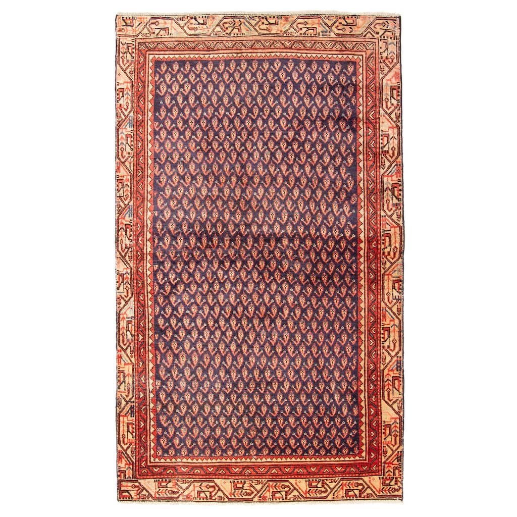 ECARPETGALLERY Hand-knotted Andelz Dark Navy Wool Rug - 3'10 x 6'6