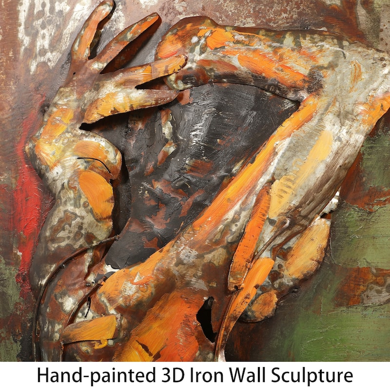 "Nude Study" Mixed Media Iron Hand Painted Dimensional Wall Art Sculpture