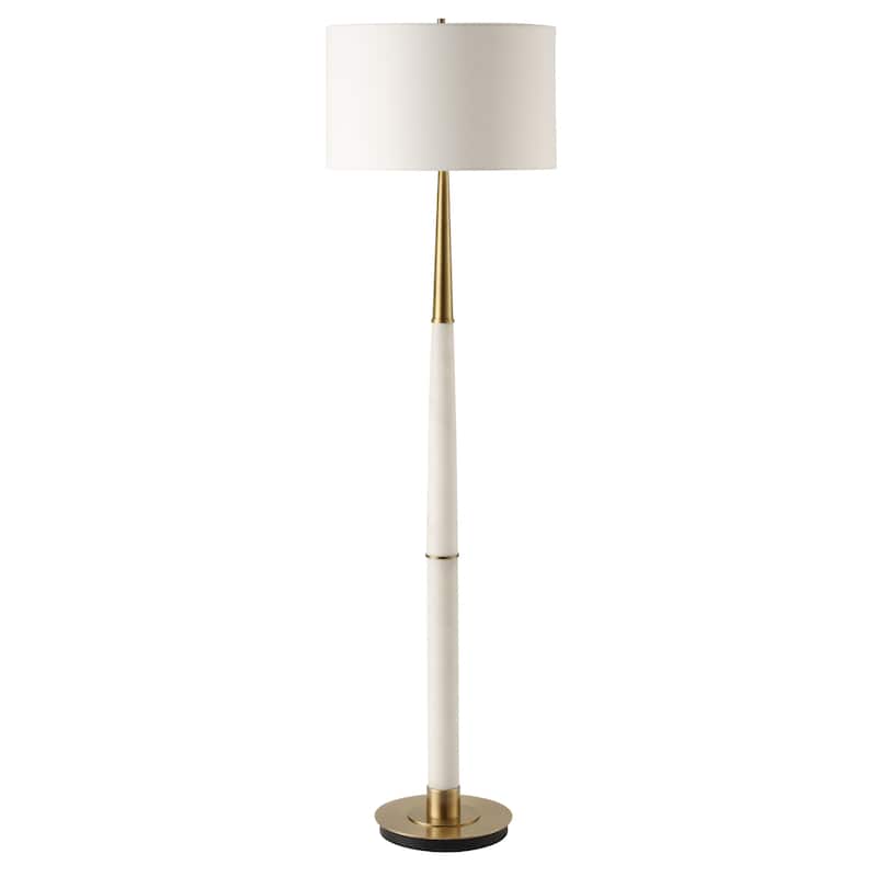 Tapered Marble Floor Lamp with Drum Shade - 61" - Antique Brass Finish