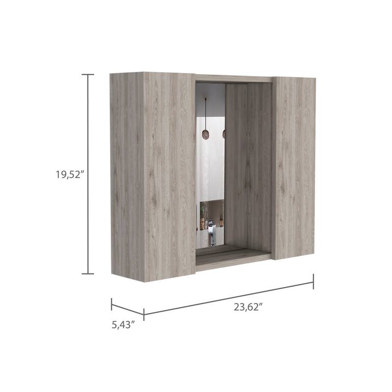 Space-Saving Medicine Cabinet with Double Doors, Mirror & External Shelf