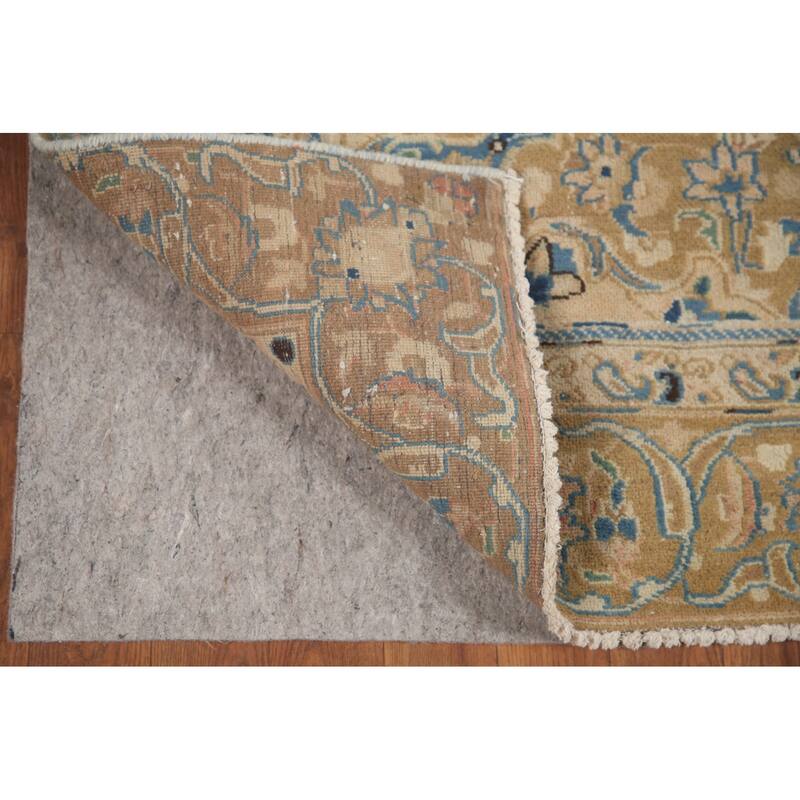 Hand Knotted Oriental 100% Wool Carpet Traditional Floral Pink Mashad Area Rug - 9' 1'' X 5' 7''
