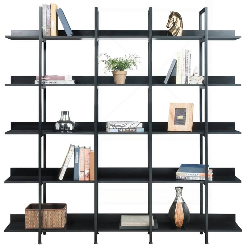 Versatile Industrial-Style 5-Tier Bookcase for Home and Office
