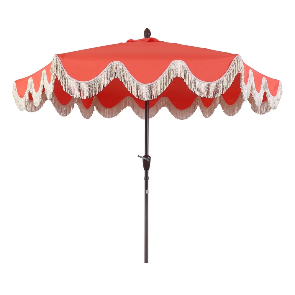 9ft Tassel Patio Umbrella Auto-Tilt, Crank , by JONATHAN Y