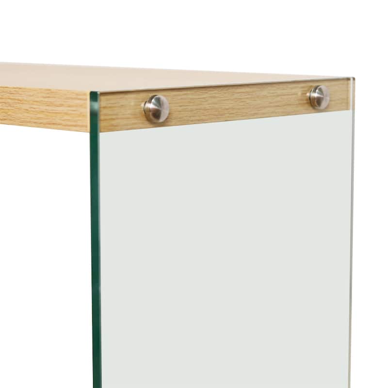 Console Entry Table Storage Rectangular Entryway Table with Tempered Glass Frame
