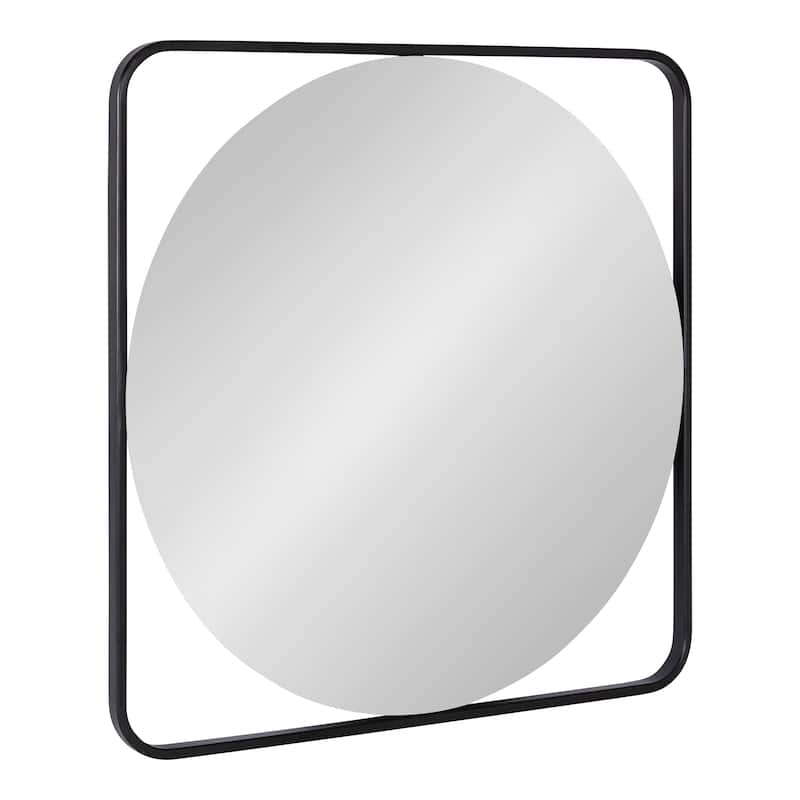 Kate and Laurel Nobles Radius Corner Framed Mirror - 24x24 - Black