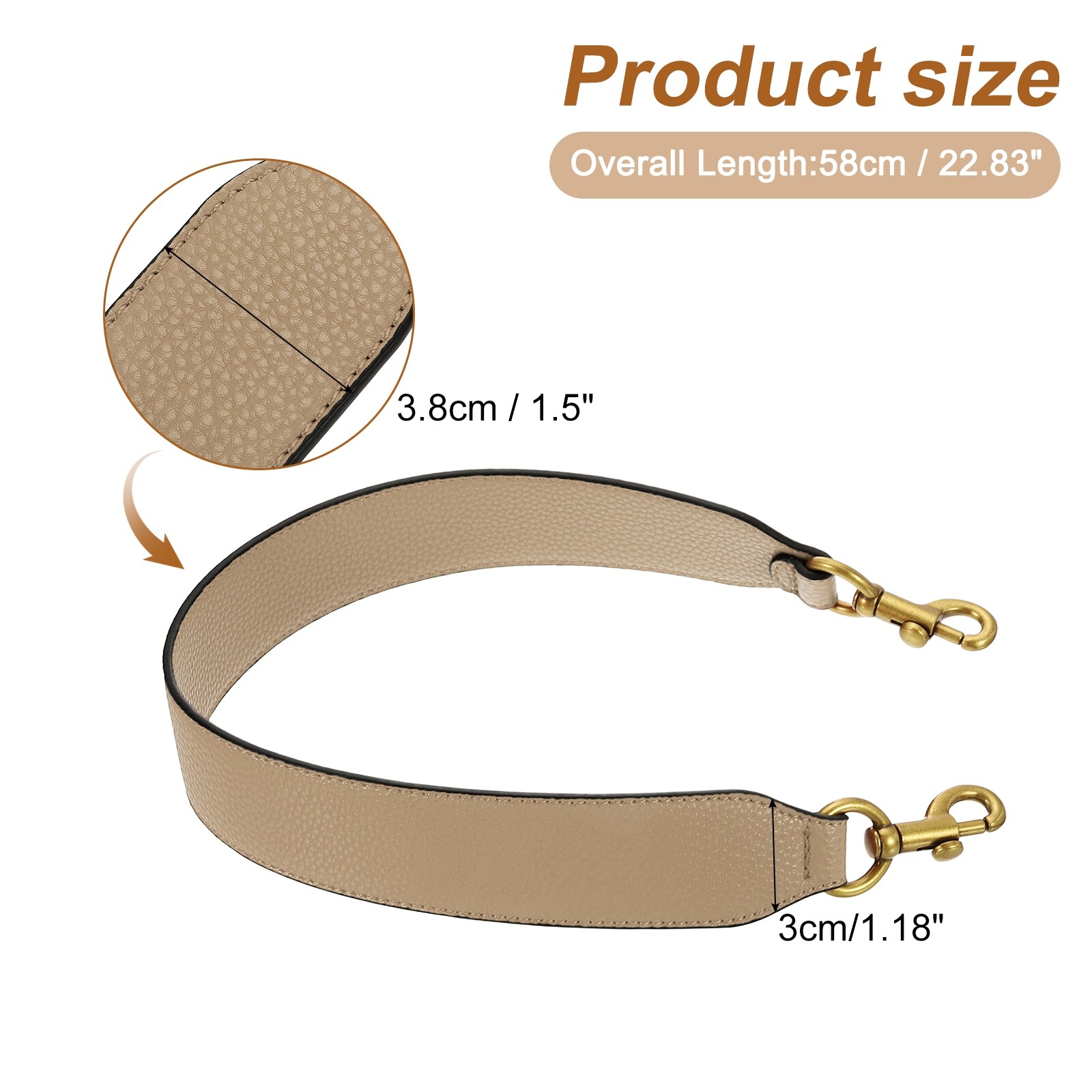 PU Leather Short Bag Strap with Clasp, Purse Handles Handbags Replacement Straps for Clutch Bag