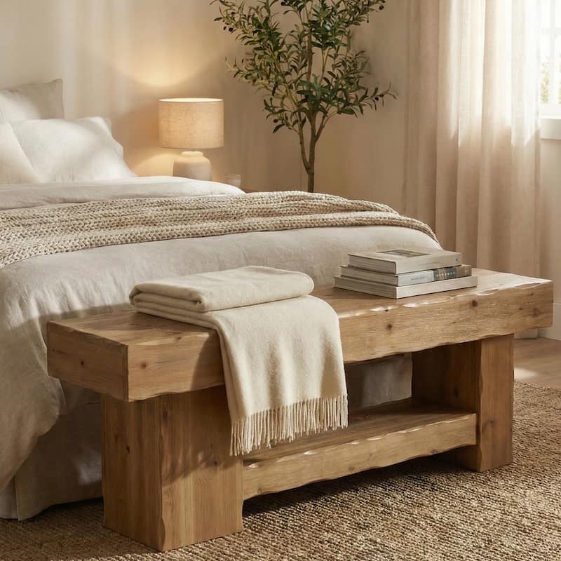 63 Inch Solid Wood Shoe Bench for Entryway, Kitchen Dining Room Bench, Farmhouse Style - 62.99" L x 15.74" W x 23.62" H