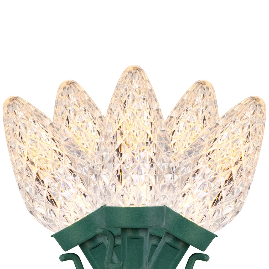 LED Faceted C9 Christmas Lights - Warm White - 20.25' Green Wire - 50ct - 20.25ft