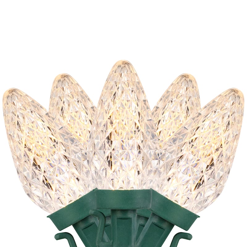 LED Faceted C9 Christmas Lights - Warm White - 20.25' Green Wire - 50ct - 20.25ft