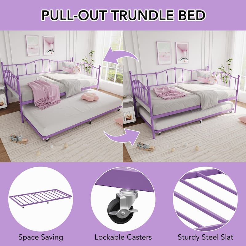 Daybed with Trundle Bed, Love-Heart Headboard