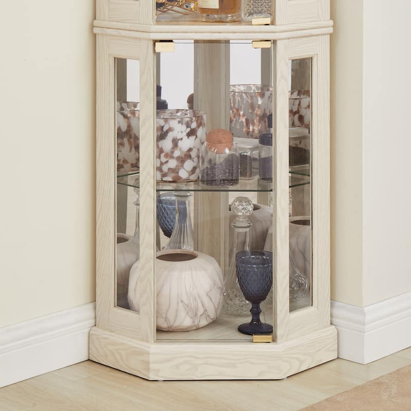 Roomfitters Lighted Corner Glass Display Cabinet, Corner Display Case for Living Room